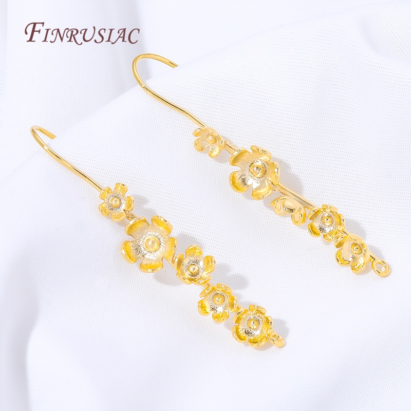 Flower Supplies - 18K Gold Plated Flower Earrings Hooks,Vintage