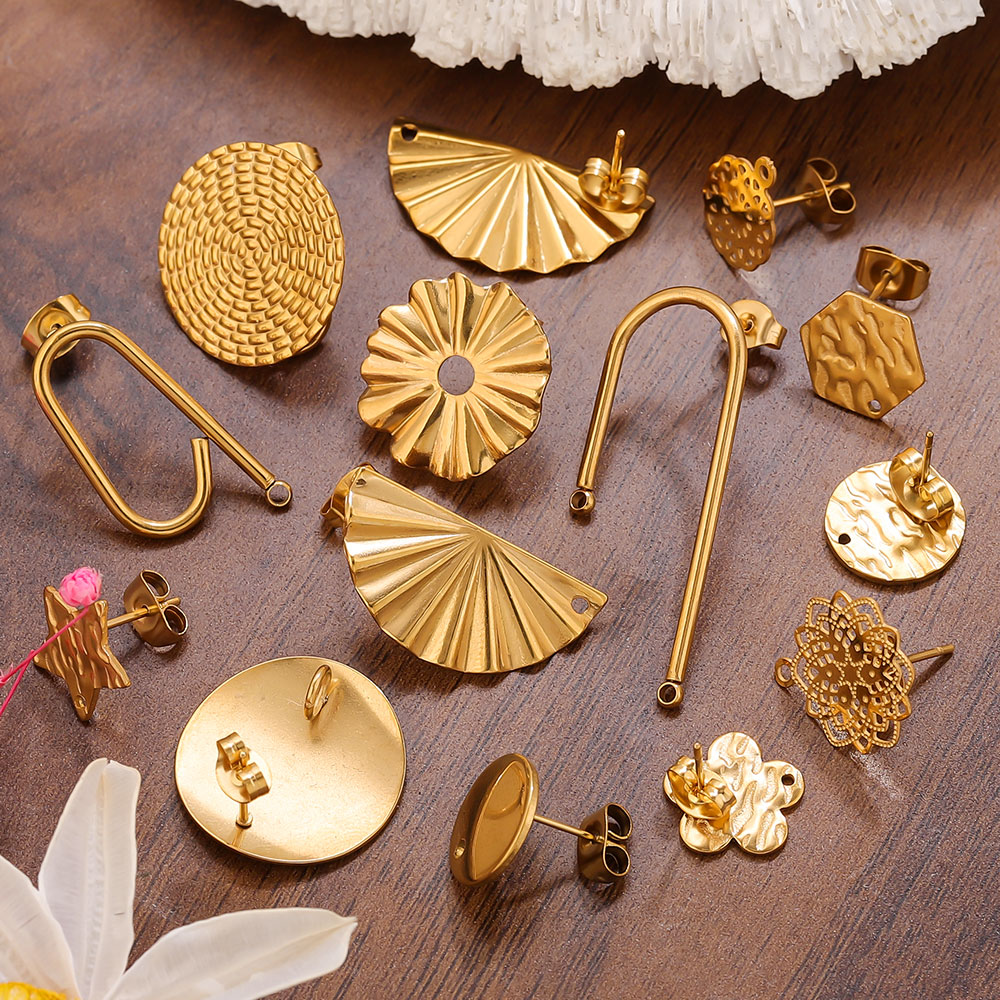 Flower Supplies - 10pcs Stainless Steel Earrings 18K Gold
